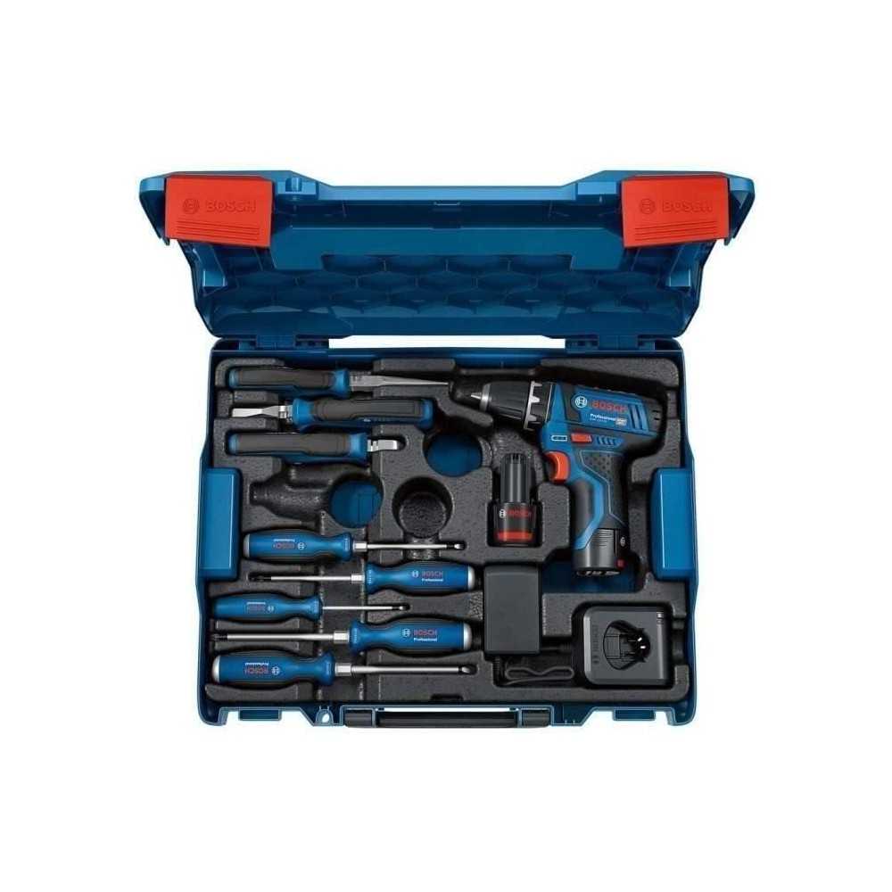 Perceuse-visseuse Bosch Professional GSR 12V-15 + outillage a main + 2