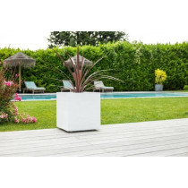 EDA Pot carré Graphit - 39 x 39 x 43 cm - Contenance 31L - Blanc cér