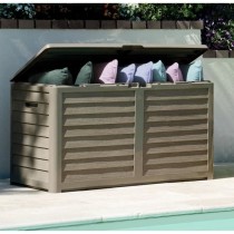 EDA Coffre de jardin BAYA en Plastique 420 litres - Décor imitation b