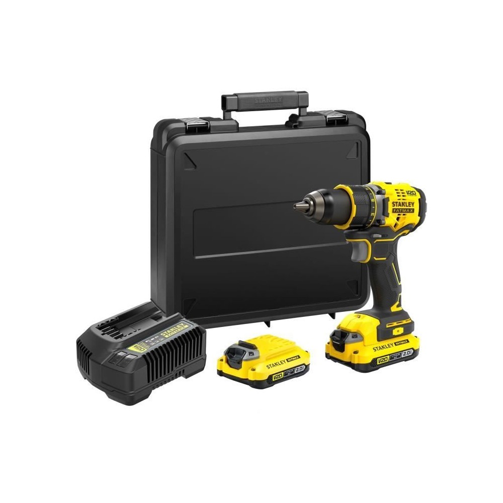 Perceuse visseuse 80 Nm Brushless Lithium 18V - 2 Batteries 2Ah - STANLEY FATMAX V20 - SFMCD720D2K-QW