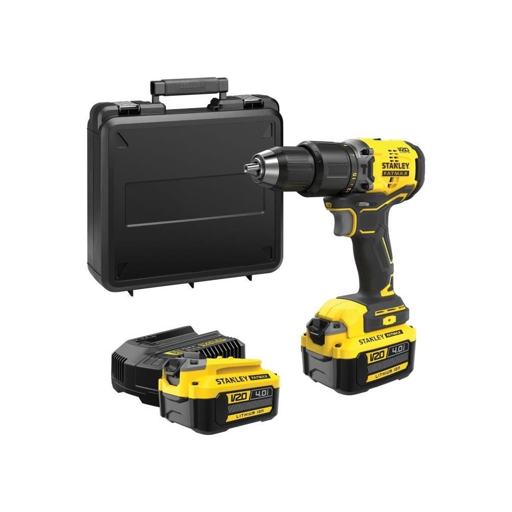 Perceuse visseuse a percussion Brushless 60 Nm - Lithium 18V - 2 Batteries 4Ah - STANLEY FATMAX V20 - SFMCD715M2K-QW