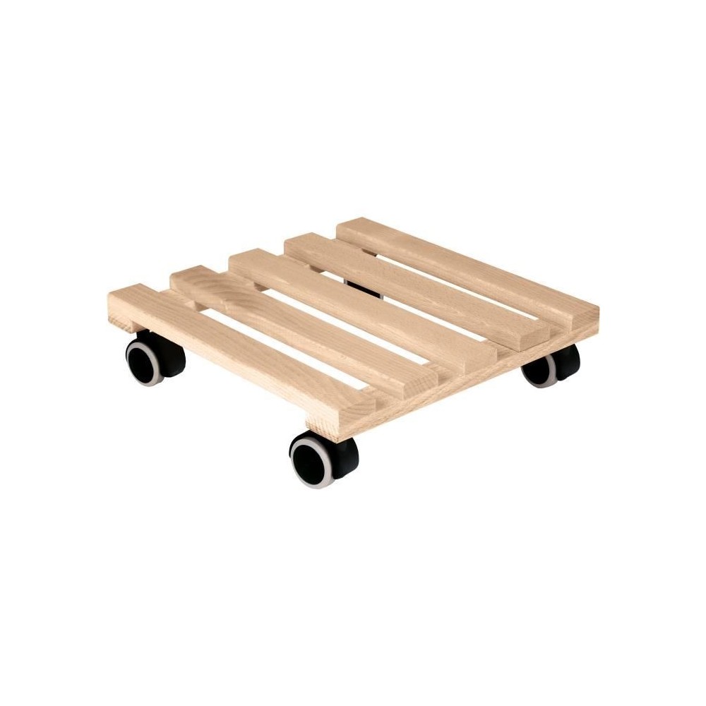 Support a roulettes carré en Bois - EDA PLASTIQUE - 40 x 40 cm - 4 ro