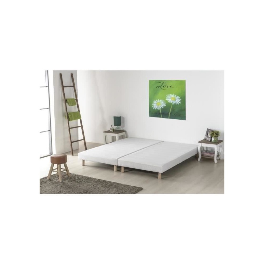 Lot de 2 Sommiers tapissiers a lattes - 2x80 x 200 cm - Bois massif bl