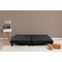 Sommiers tapissiers a lattes 2x80x200 cm - Bois massif Noir + Pieds -