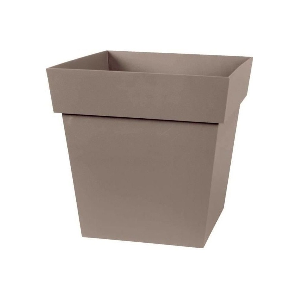 EDA Pot de fleur carré Toscane - 32 x 32 x H 32 cm - 22 L - Taupe