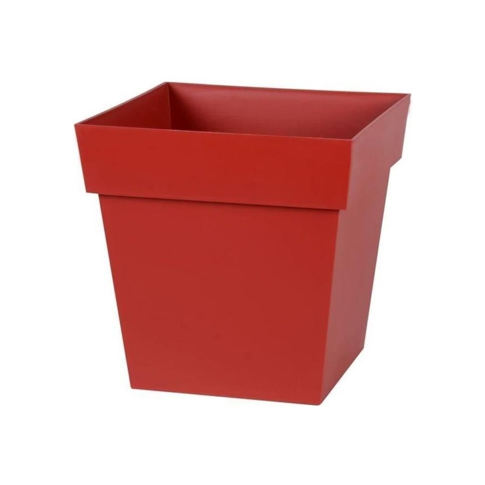 EDA Pot de fleur carré Toscane - 32 x 32 x H 32 cm - 22 L - Rouge rubis