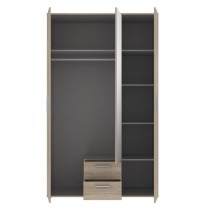 Armoire 3 portes battantes avec 1 miroir + 2 tiroirs - Décor chene So