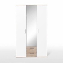 Armoire battante - Panneaux de particules - Blanc et chene - 3 portes