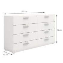 Commode de chambre TYHJA style contemporain blanc mat - L 140 cm