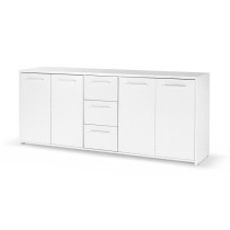 Buffet bas - Blanc mat - 4 portes 3 tiroirs - L 179 x P 42 x H 74,5 cm