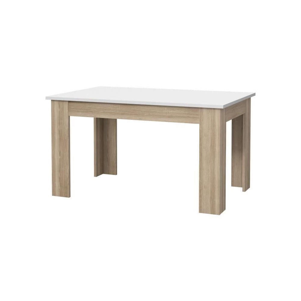 Table a manger PILVI - 4 personnes - Blanc et chene sonoma - L 140 x P