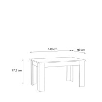 Table a manger PILVI - 4 personnes - Blanc et chene sonoma - L 140 x P