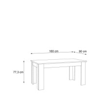 Table a manger PILVI - 6 a 8 personnes - Blanc et béton clair - Conte