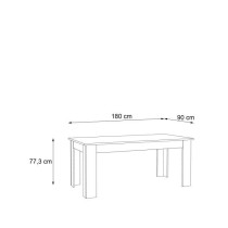 Table a manger PILVI - 8 personnes - Blanc - L 180 x I90 x H 75 cm