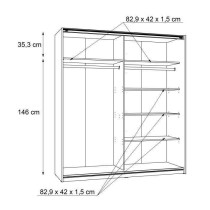 Armoire 2 portes coulissantes - Panneaux de particules - Blanc - L 170