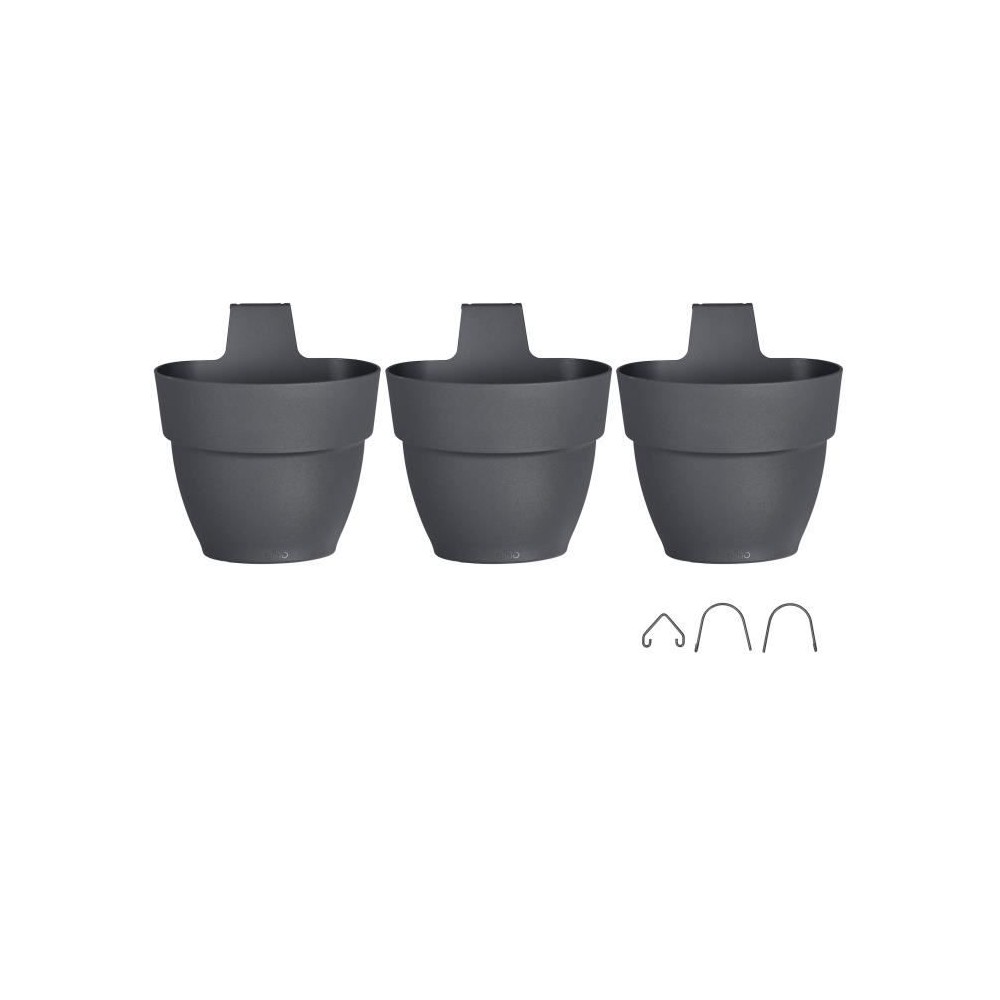 ELHO - Pot de fleurs - Vibia Campana Foret Vertical Set/3 - Anthracite - Balcon extérieur - L 17.1 x W 20.7 x H 29.7 cm