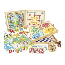 JEUJURA Coffret de Jeux classiques - 150 regles - Pions bois