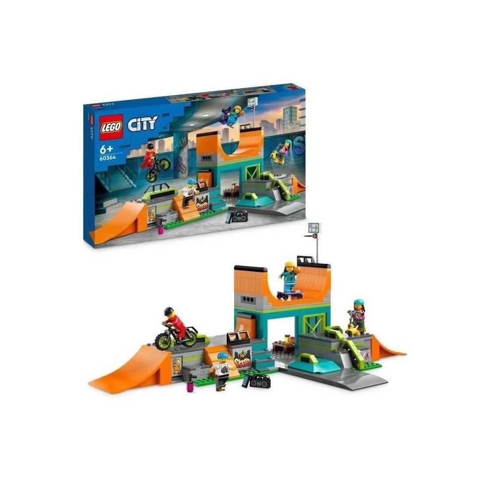 LEGO City 60364 Le Skatepark Urbain, Jouet de Cascade avec Vélo BMX,