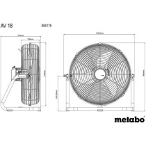 Ventilateur sans fil - METABO - AV 18 - 18 V - 3 niveaux de vitesse -