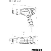 Pistolet a air chaud - METABO - HG 16-500 - Buse a jet large - Buse r