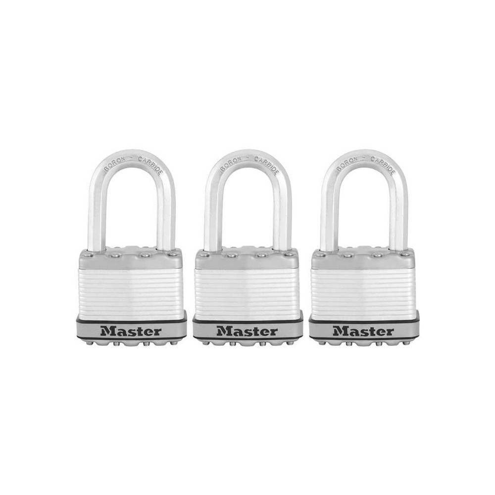 Cadenas Haute Sécurité - MASTER LOCK - M115EURTRILF - A Clé - Acier Laminé Recouvert - Extérieur - Anti-rouille - Anse M -