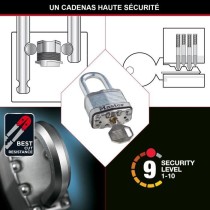 Cadenas Haute Sécurité - MASTER LOCK - M115EURTRILF - A Clé - Acier Laminé Recouvert - Extérieur - Anti-rouille - Anse M -