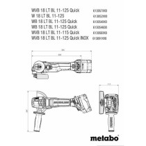 Meuleuse d'angle sans fil - METABO - WB 18 LT BL 11-125 Quick - 18V - MetaBOX 165 L