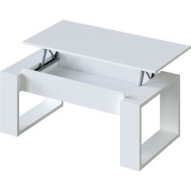 Table basse relevable - Mélaminé blanc - L 105 x P 55 x H 45 cm NOVA