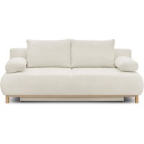 Banquette convertible 3 places MIKA - Tissu Bouclette beige - Coffre d