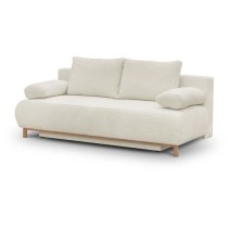 Banquette convertible 3 places MIKA - Tissu Bouclette beige - Coffre d