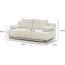 Banquette convertible 3 places MIKA - Tissu Bouclette beige - Coffre d