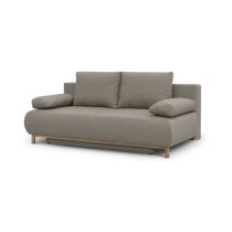 Banquette convertible 3 places MIKA - Tissu beige - Coffre de rangemen