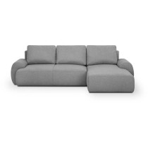 Canapé d'angle droit convertible MILO 4 places - Tissu gris - Coffre