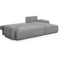 Canapé d'angle droit convertible MILO 4 places - Tissu gris - Coffre