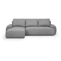 Canapé d'angle gauche convertible MILO 4 places - Tissu gris - Coffre