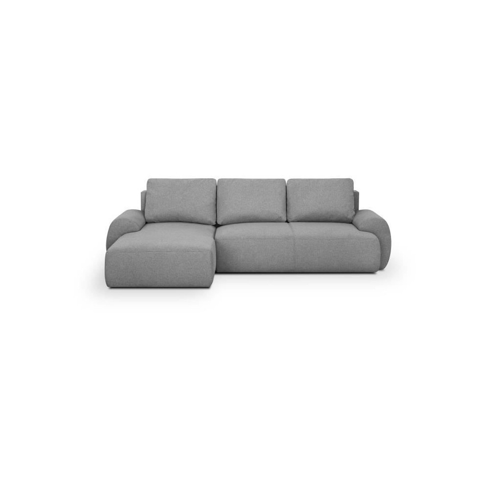 Canapé d'angle gauche convertible MILO 4 places - Tissu gris - Coffre