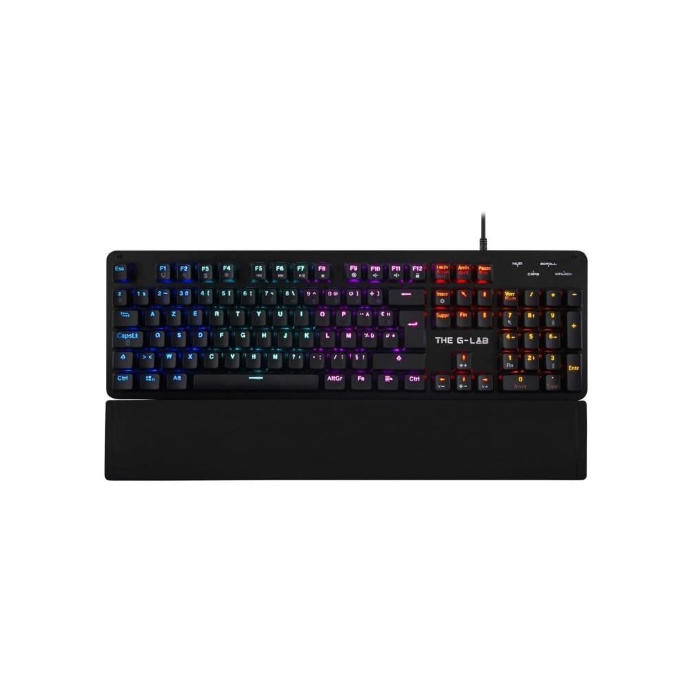 Clavier Gamer - The G-Lab - KEYZ CARBON E - Mécanique (Switch Bleu) - Rainbow - Repose Poignet - Filaire - Azerty - Noir