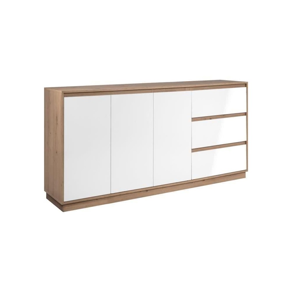 Buffet - PHoeNIX - Décor chene artisan / blanc HGL - 3 portes - 3 tiroirs - 178 x 88 x 40 cm