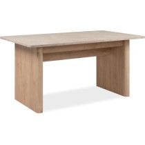 Table extensible - Sai 80A - Décor Chene Jackson / Imitation pierre blanche - Allonge de 40 cm inclue - 160-200 x 75 x 90 cm