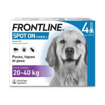 FRONTLINE Spot On Chien L - 20 a 40 kg - 4 pipettes- Puces tiques et p