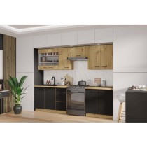 MODENA - Cuisine complete - 260 cm - Chene artisan / Noir mat - Plan d