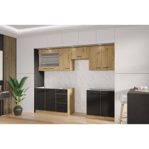 MODENA - Cuisine complete - 260 cm - Chene artisan / Noir mat - Plan d