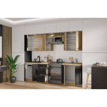 MODENA - Cuisine complete - 260 cm - Chene artisan / Noir mat - Plan d