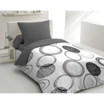 Parure de couette microfibre Audace - 1 housse de couette 140x200 cm + 1 taie d'oreiller 63x63 cm - Gris clair - HOME LINGE PASS