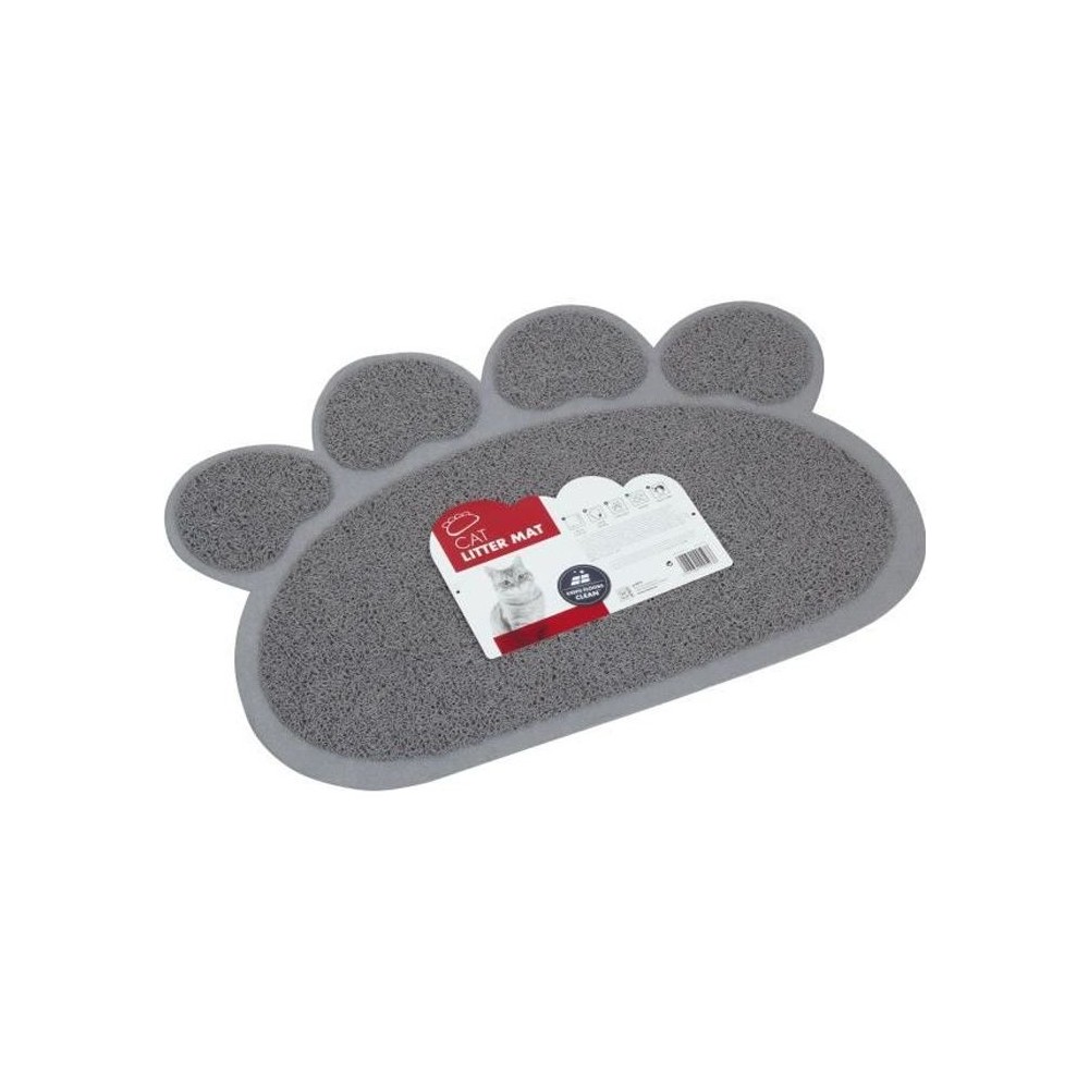 MPETS Tapis sortie maison de toilette Paw - Pour chat - 60x45cm - Gris