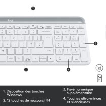 Ensemble Clavier Souris - Sans fil - Logitech - MK470 Slim - Silencieux - AZERTY - Blanc