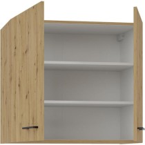 Meuble haut - MODENA - 80 cm - Chene artisan et noir mat - CUISINIER