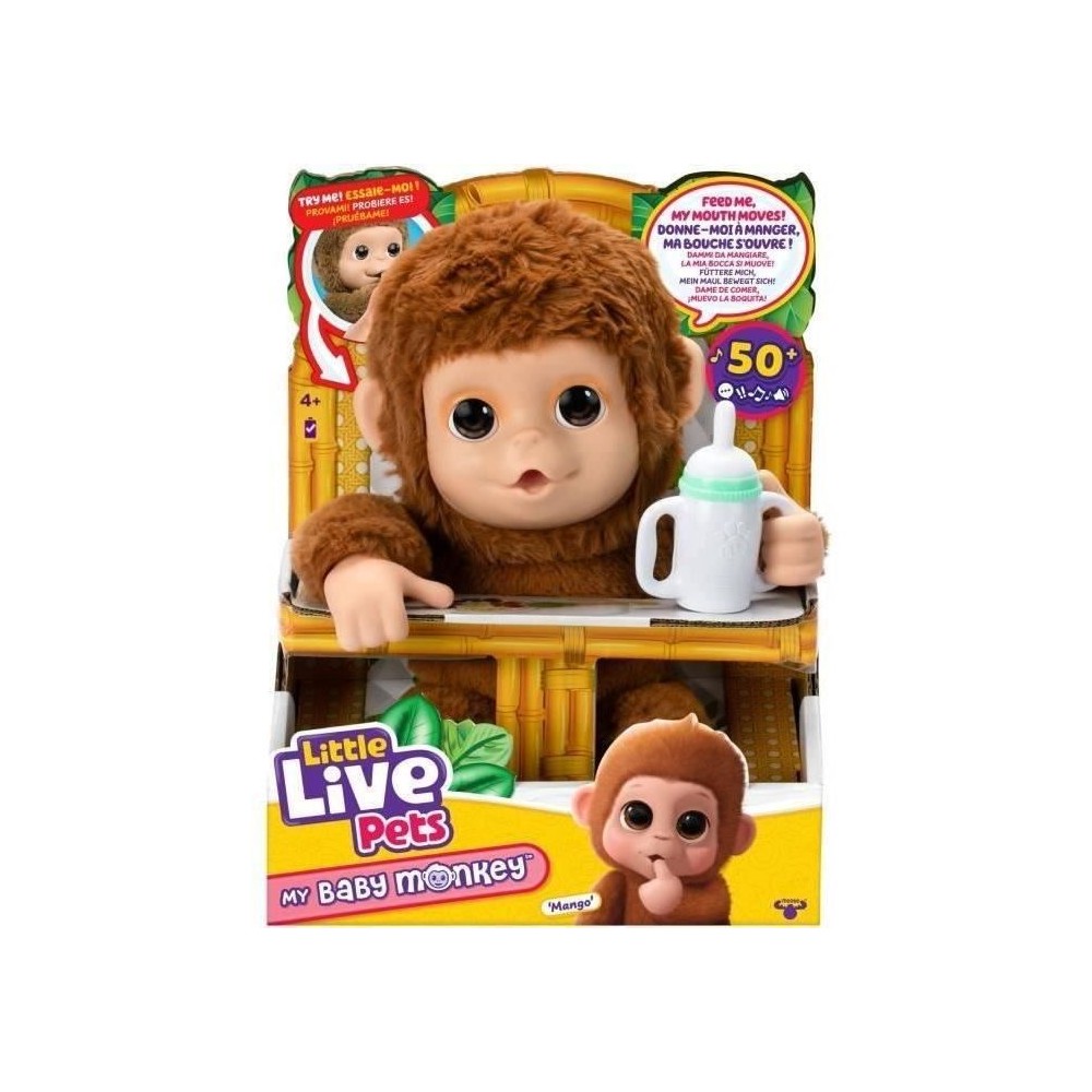 Mon Bébé Singe - MOOSE TOYS - LITTLE LIVE PETS - Singe interactif avec accessoires