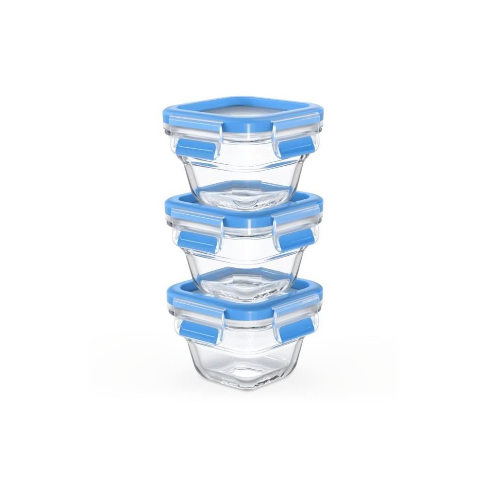 Tefal Masterseal Glass Bébé, Lot de 3 boîtes de conservation alimentaire 0,18 L, Compatible four et congélateur N1050710