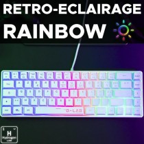 Clavier Gamer - The G-Lab - KEYZ HYDROGEN - 60% Format Compact - Rétroéclairé - Filaire - Blanc